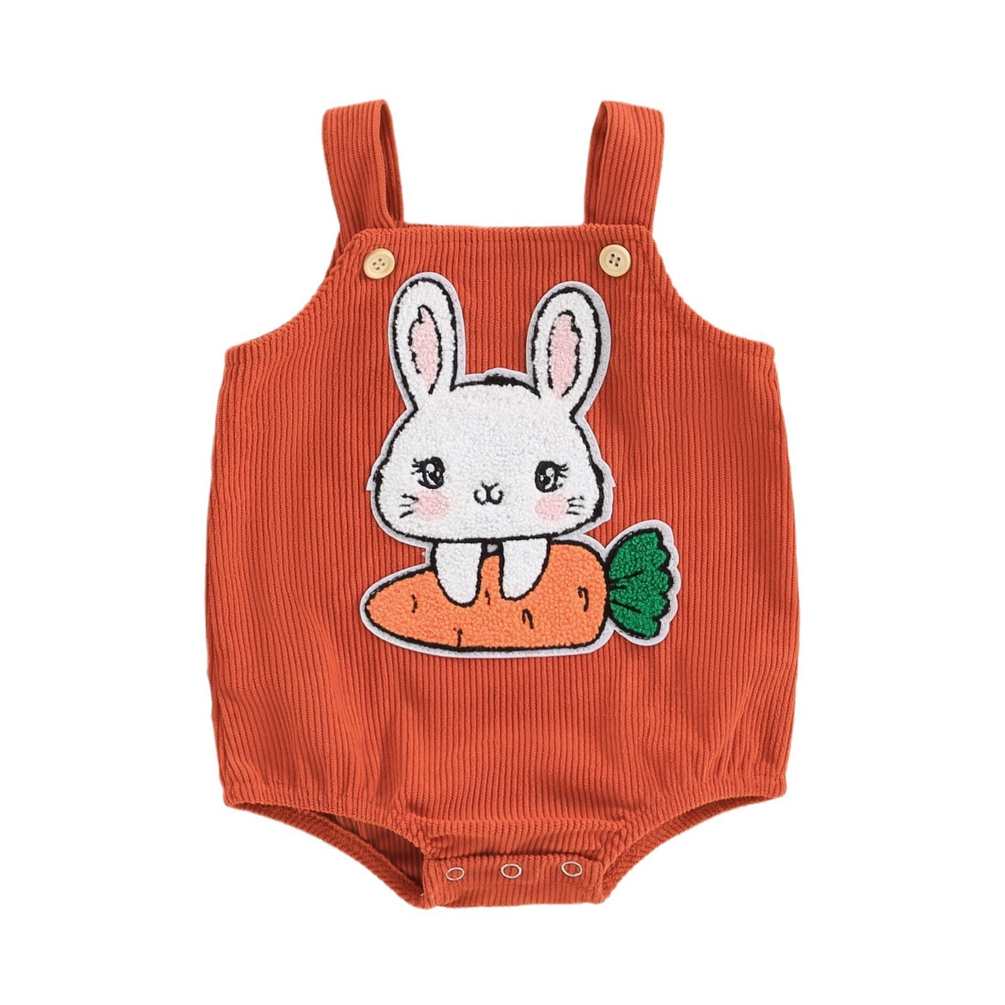 Easter Bunny Embroidered Corduroy Baby Girl Romper | Cute Children's Clothing