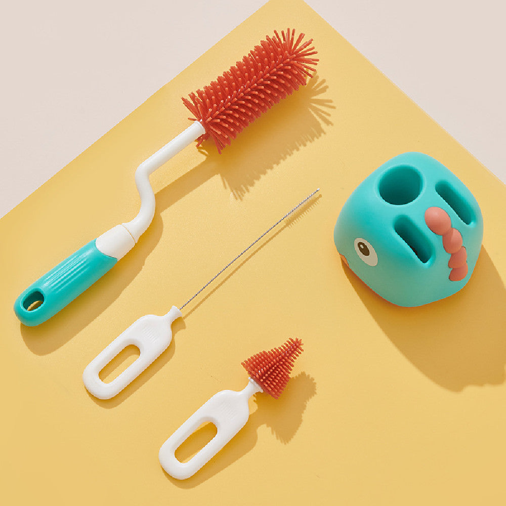 Essential Baby Bottle Brush Set with Convenient Base Nipple Attachment