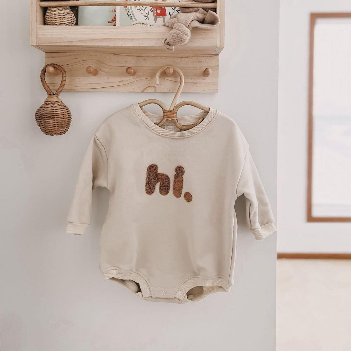 Newborn Casual Long Sleeve Letter Embroidery Romper - Comfortable Infant Wear