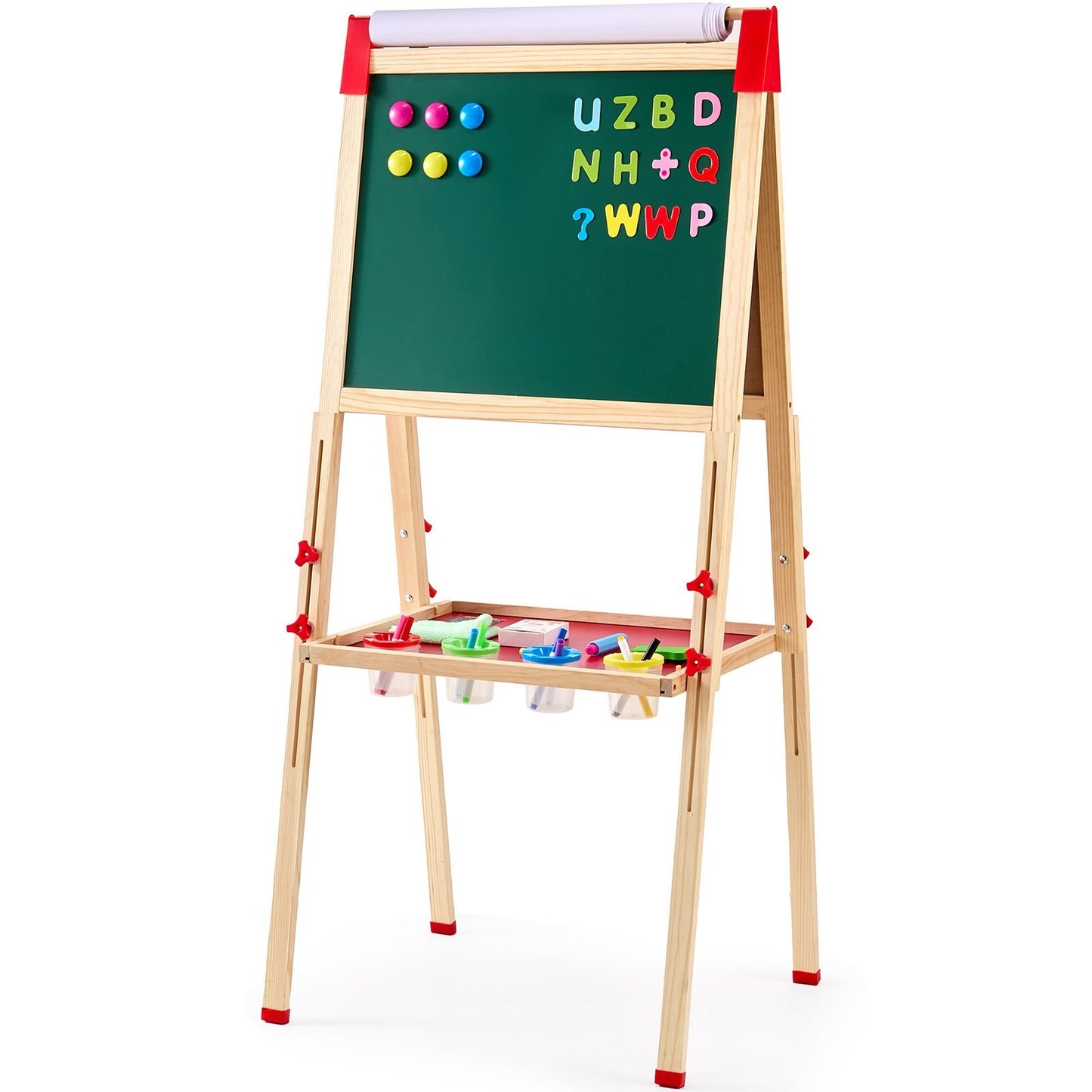 3-in-1 Kids Art Easel – Double-Sided Wooden Easel with Magnetic Whiteboard & Chalkboard