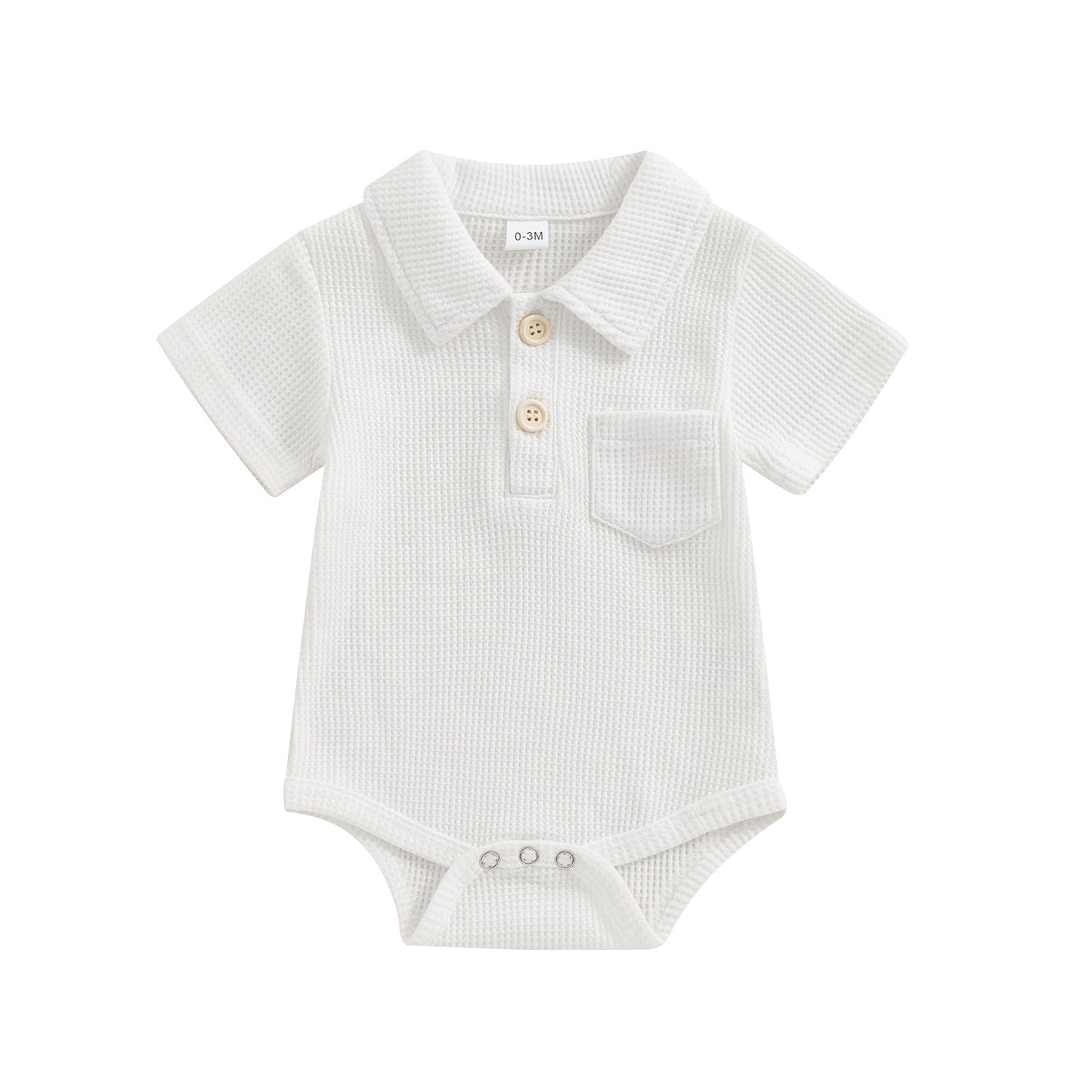 Stylish Baby Collared Waffle Jumpsuit - Fashionable Infant Casual Wear