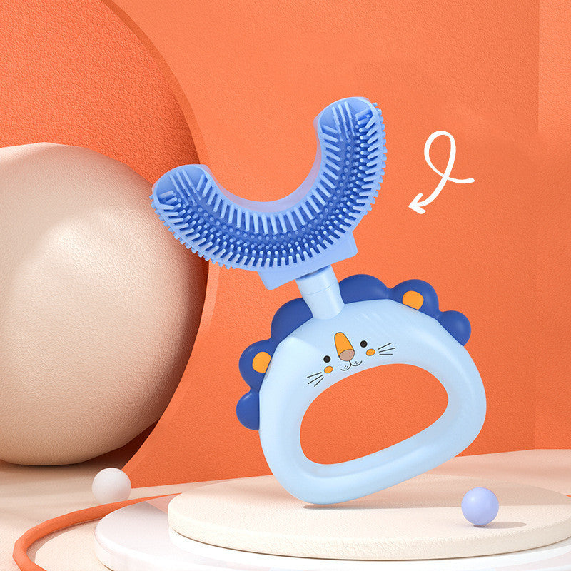 Fun and Functional: Animal Design Children's U-shaped Silicone Toothbrush