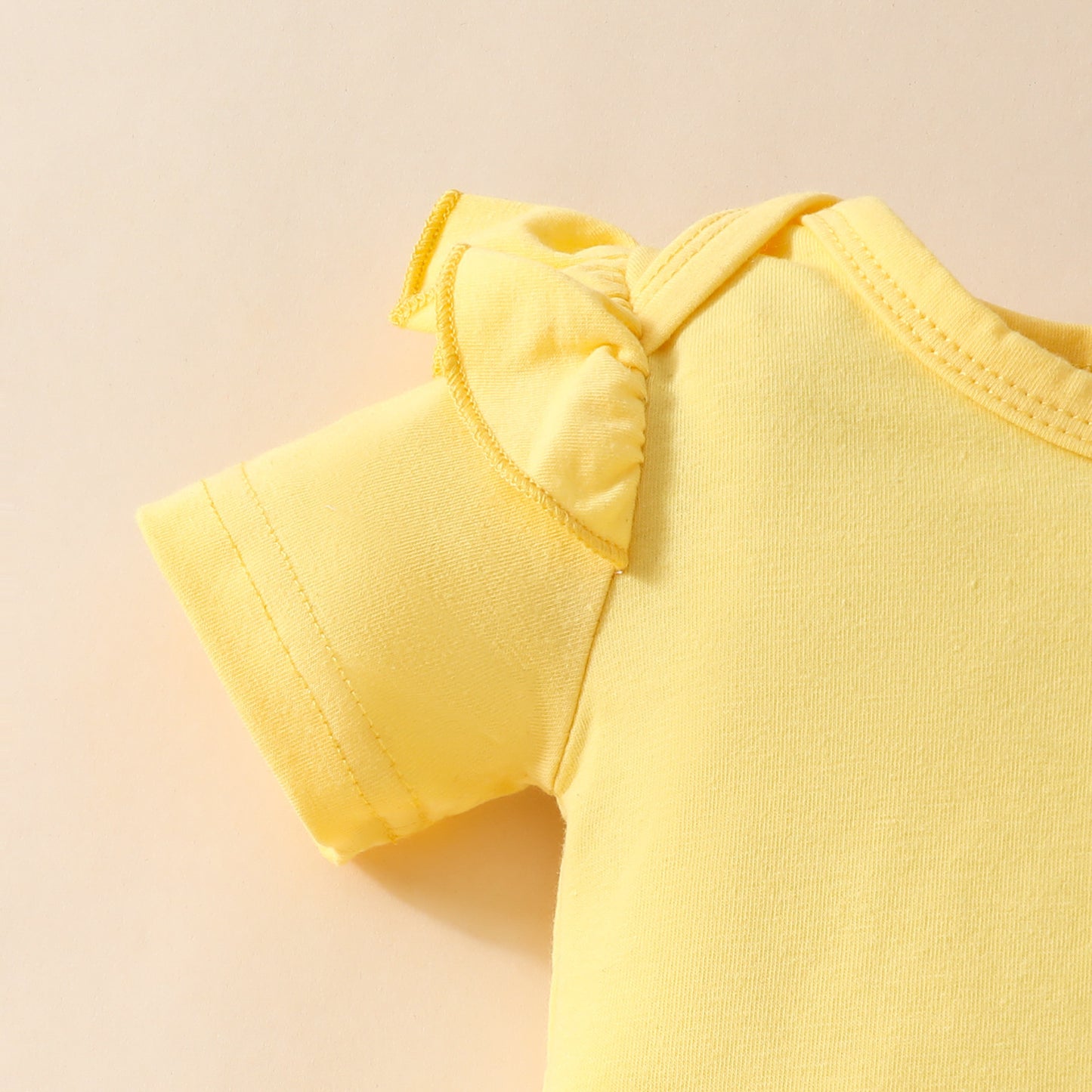 Adorable Baby Girl Sunflower Suspender Dress with Ruffled Shoulder Romper and Headband
