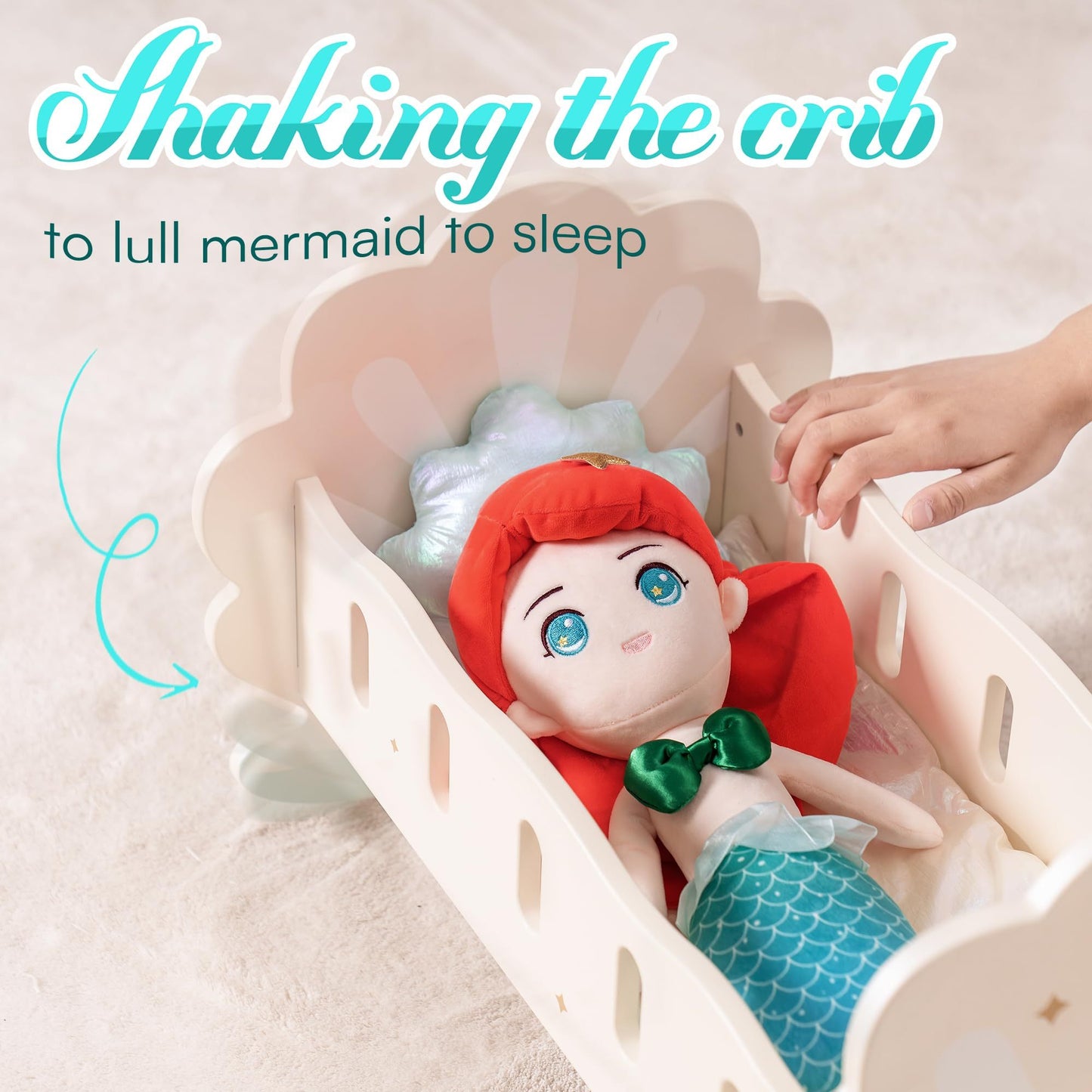 Baby Doll Crib, Baby Doll Bed, Doll Rocking Cradle Baby Doll Accessories Furniture With Bedding For 18 Inch Dolls
