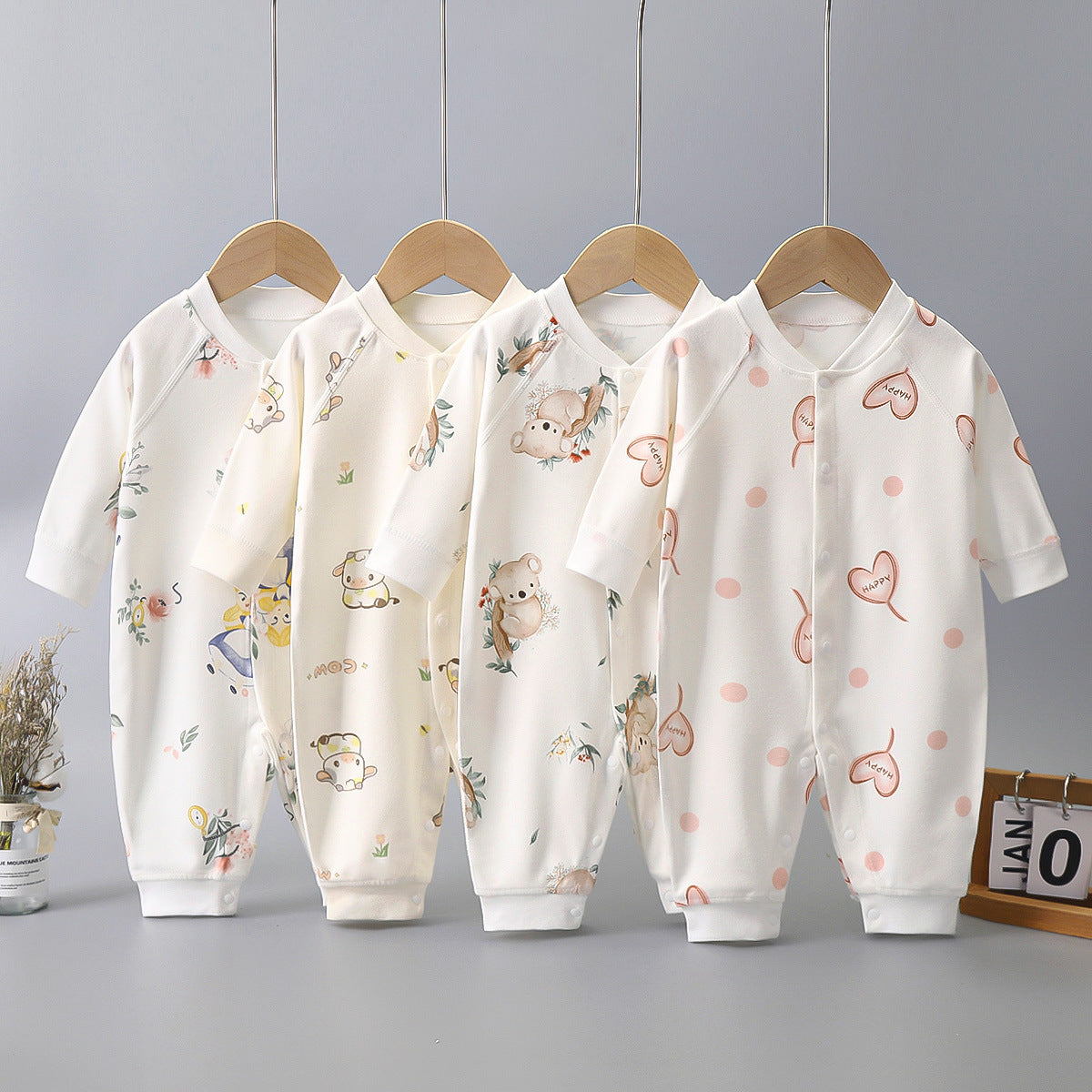 Printed Cotton Baby Jumpsuits - Long Sleeve Autumn & Spring Baby Clothes