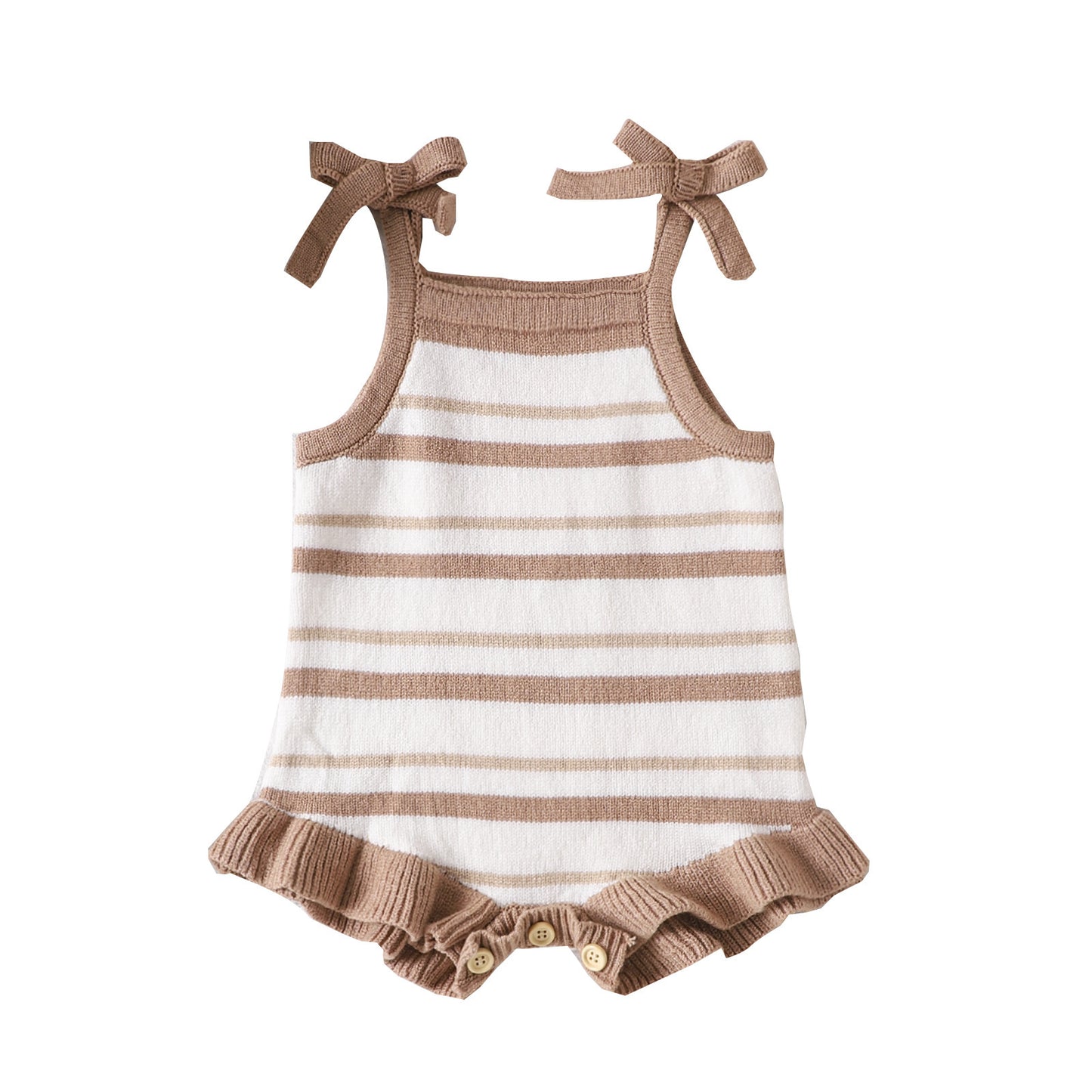 Infant Spring & Autumn Cute Striped Sling Bow Jumpsuit - Easy Matching