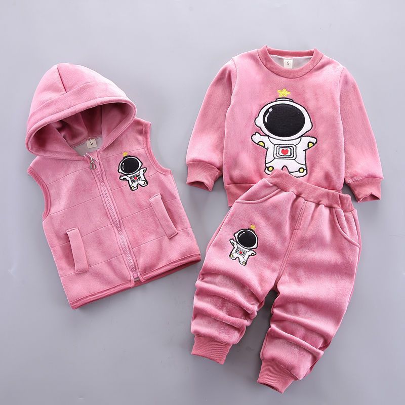 Adorable Baby Printed Hooded Sleeveless Vest Sweater and Trouser Set: Perfect for Your Little One's Comfort and Style