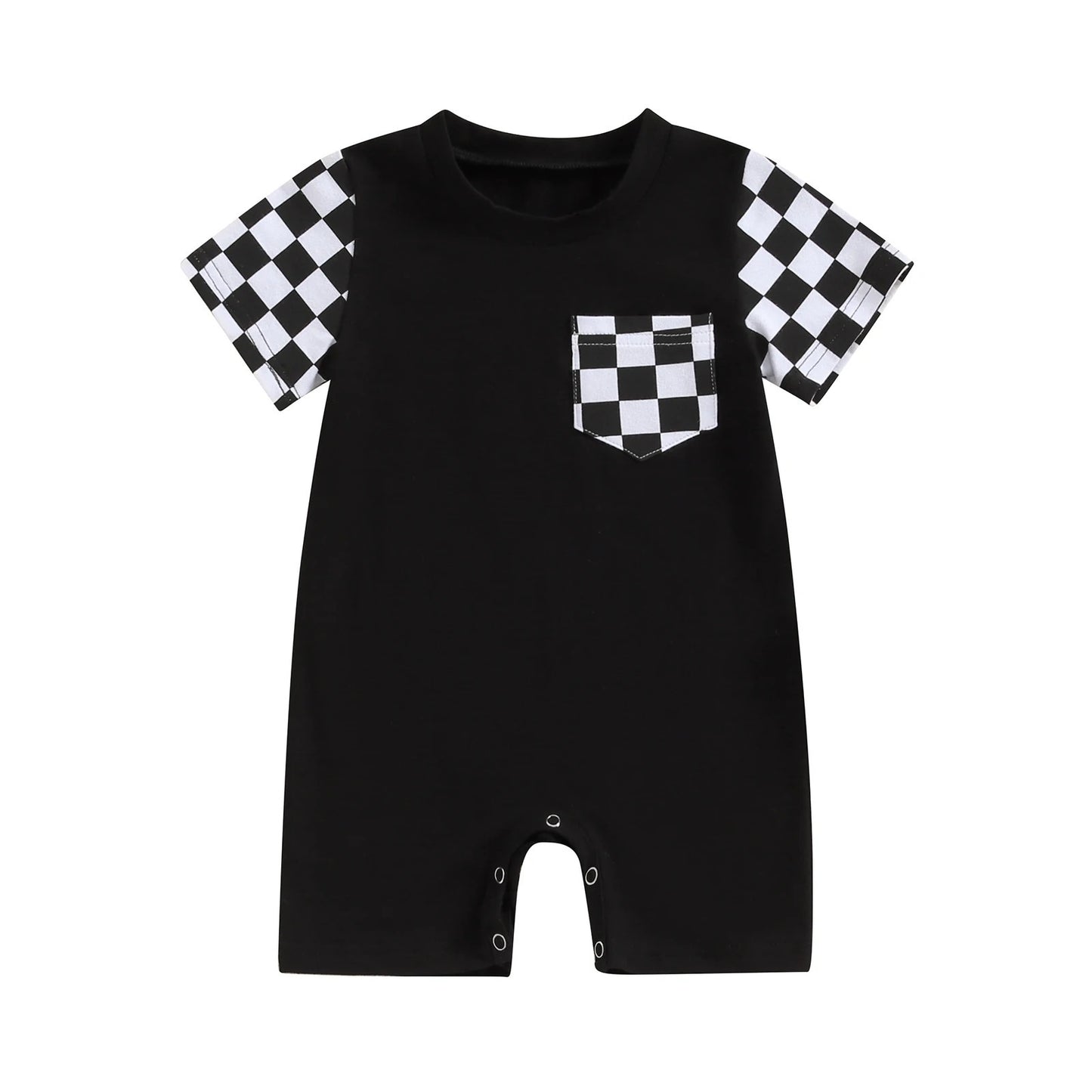 Plaid Printed Short Sleeve Rompers for Boys and Girls: Stylish Comfort