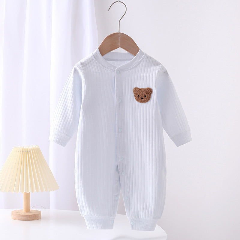 Adorable Infant Cartoon Printed Long Sleeve Jumpsuit for Spring and Autumn