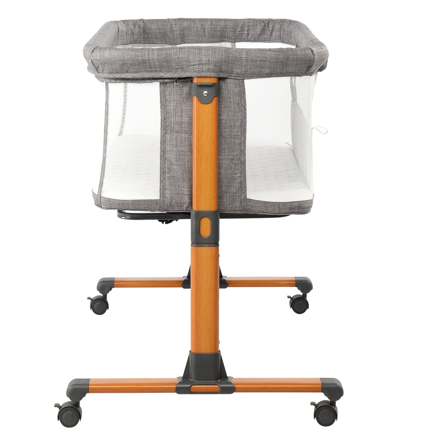 150D Encrypted Cationic Cloth Grey Baby Bassinet Bed – Portable Cradle with Wheels for Newborns