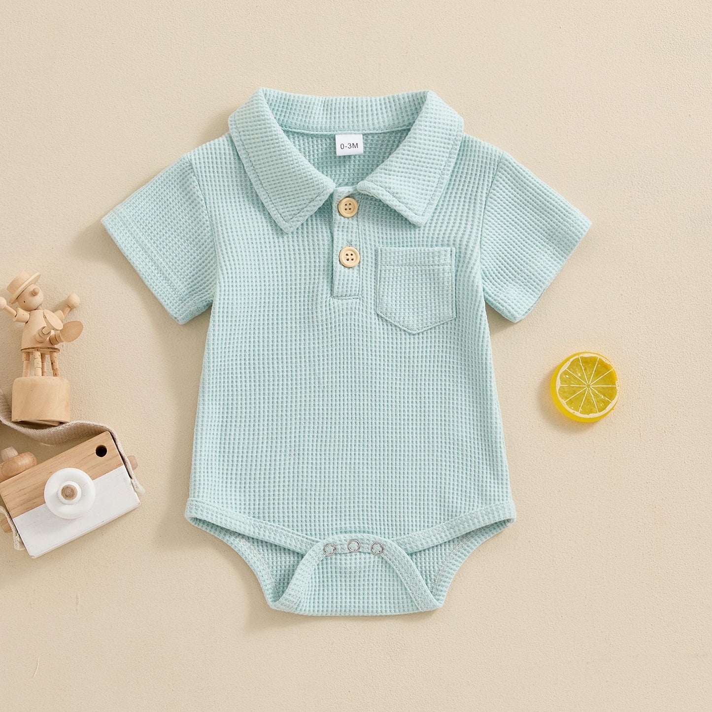 Stylish Baby Collared Waffle Jumpsuit - Fashionable Infant Casual Wear