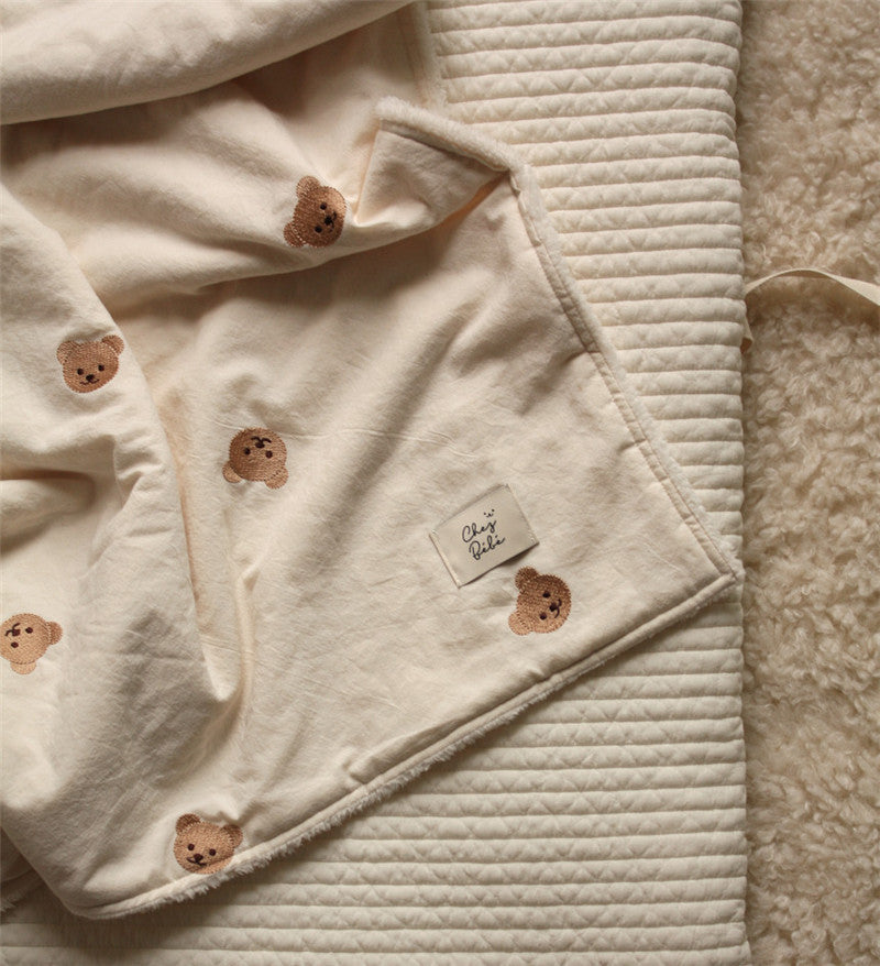Soft and Fluffy Cute Baby Bear Blanket - Half Velvet Comfort