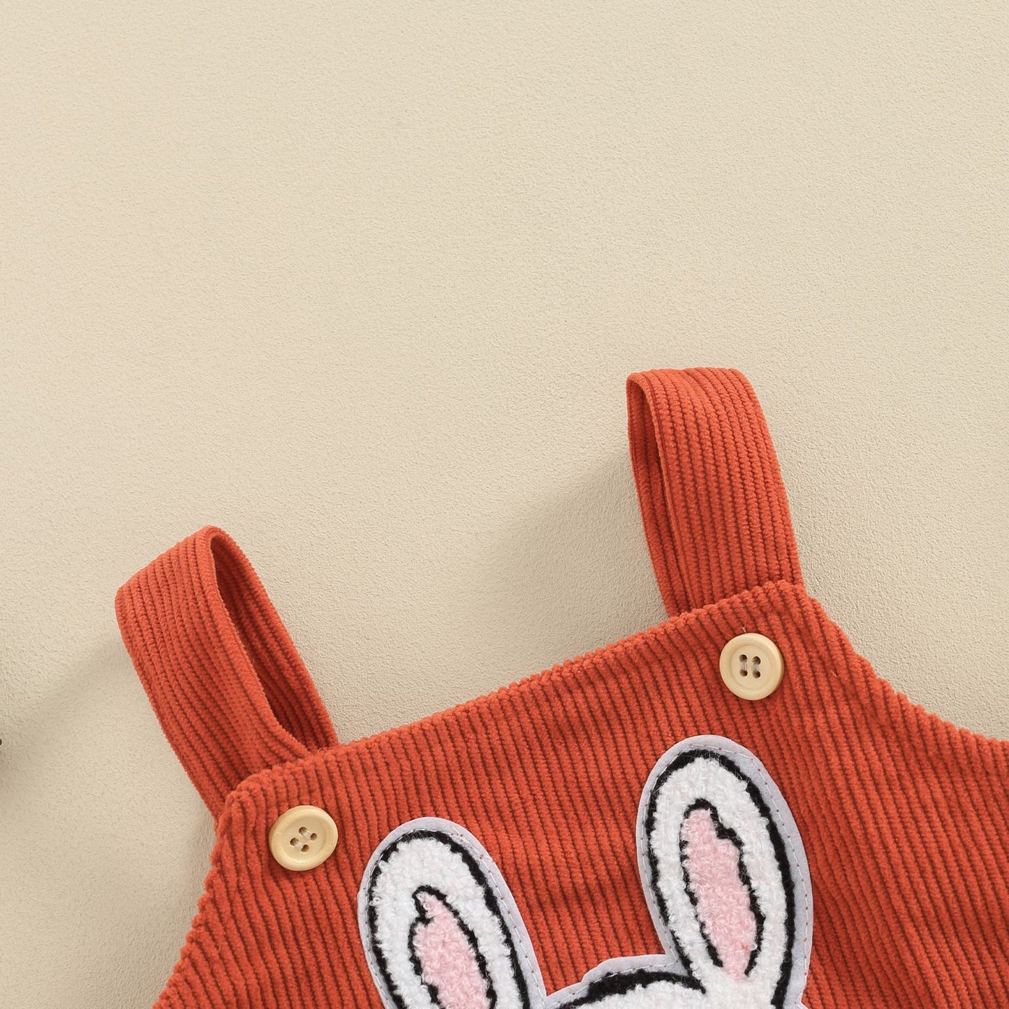 Easter Bunny Embroidered Corduroy Baby Girl Romper | Cute Children's Clothing