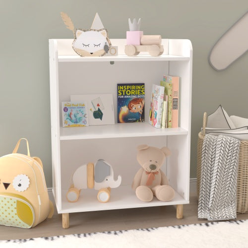 Kids 3-Tier Wooden Bookcase – Multi-Purpose Storage Shelf with Safety Features