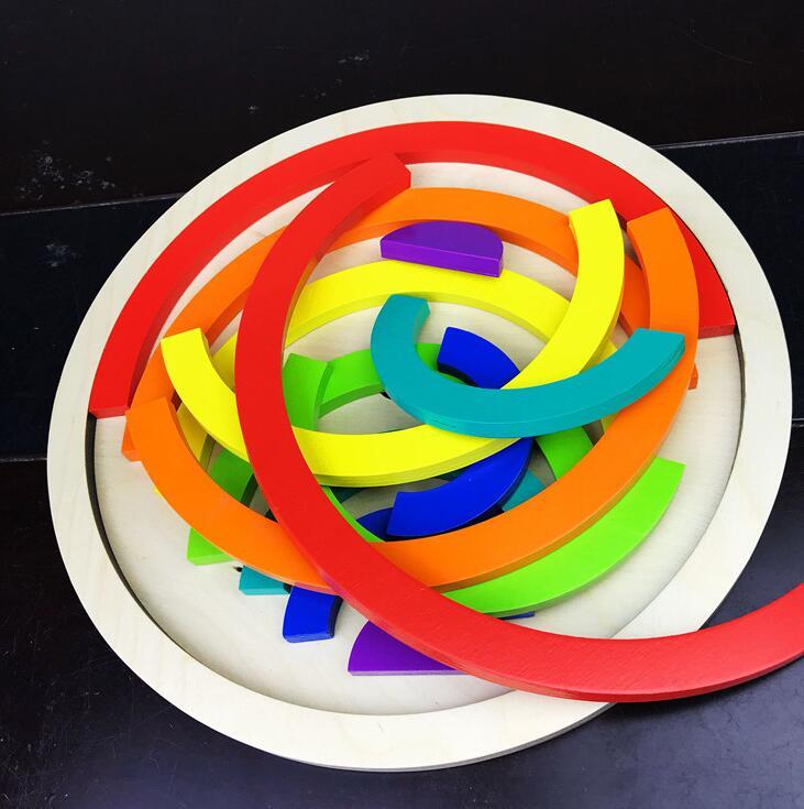 Colorful Learning Adventure: Large 12-Piece Arch Bridge Rainbow Building Blocks Jigsaw Puzzle - Early Childhood Education Toy