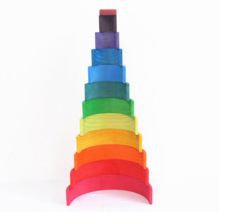 Colorful Learning Adventure: Large 12-Piece Arch Bridge Rainbow Building Blocks Jigsaw Puzzle - Early Childhood Education Toy