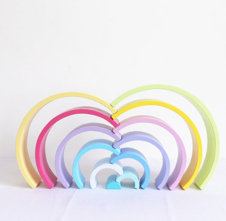Colorful Learning Adventure: Large 12-Piece Arch Bridge Rainbow Building Blocks Jigsaw Puzzle - Early Childhood Education Toy