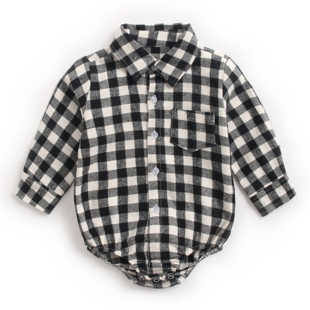 Plaid Perfection: Infant Boy Romper for Stylish Autumn and Winter Wear