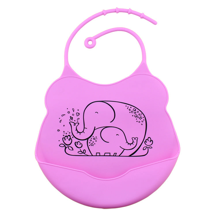 Adorable Cartoon Printed Silicone Bib for Mess-Free Mealtime