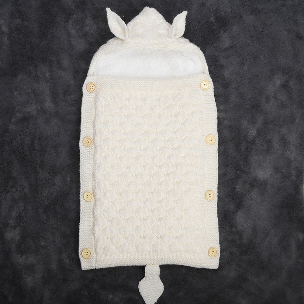 Cozy Knitted Fox Baby Swaddling Blanket: Soft Infant Wrap for Newborns