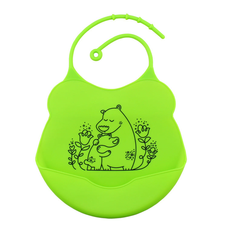 Adorable Cartoon Printed Silicone Bib for Mess-Free Mealtime