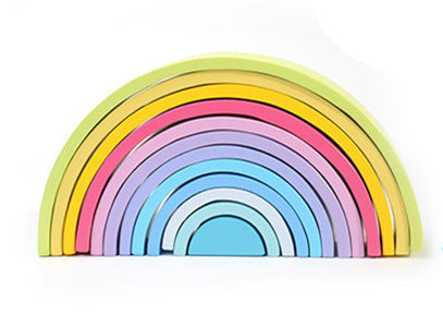 Colorful Learning Adventure: Large 12-Piece Arch Bridge Rainbow Building Blocks Jigsaw Puzzle - Early Childhood Education Toy