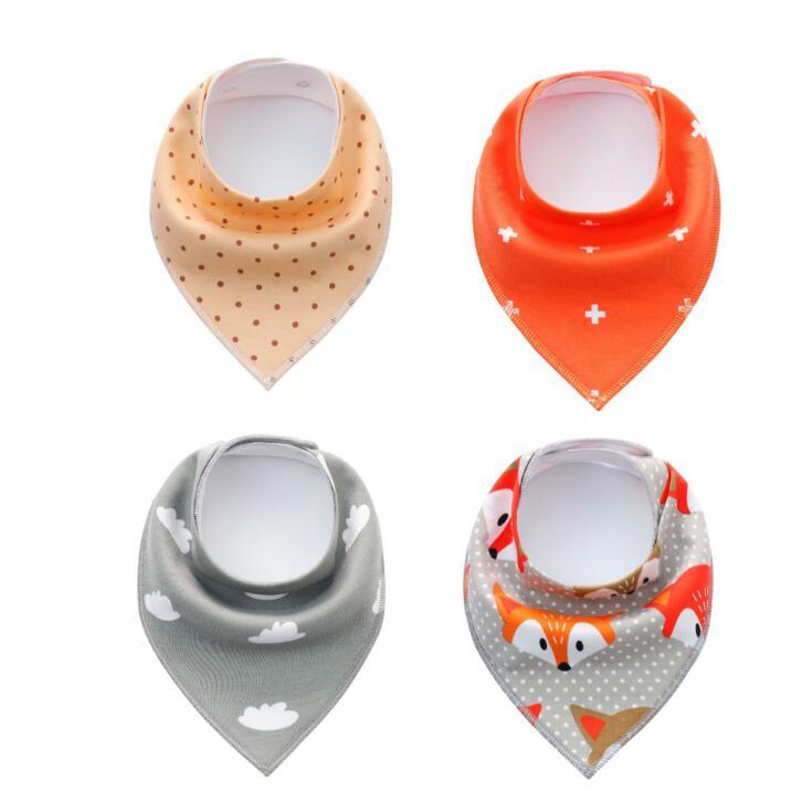 4pcs Printed Baby Bibs and Burp Cloth Set: Adorable and Absorbent Essentials