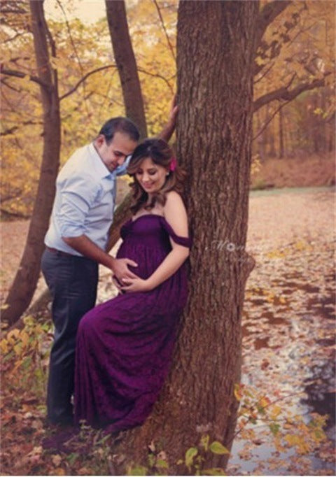 Elegant Off Shoulder Korean Lace Maternity Wedding Dress