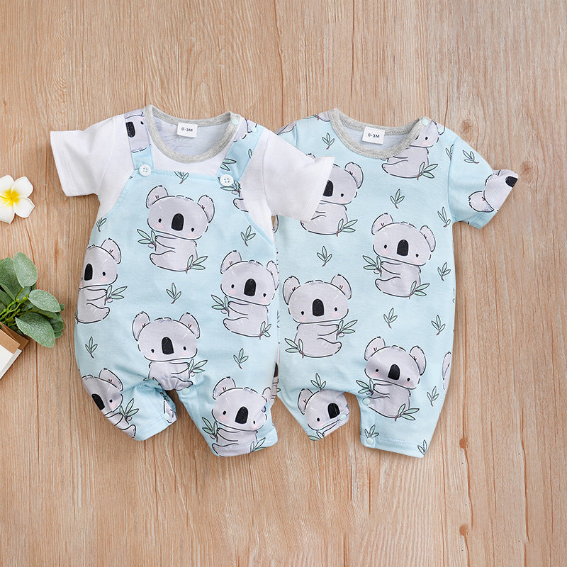 Adorable Summer Koala Print Baby Jumpsuit