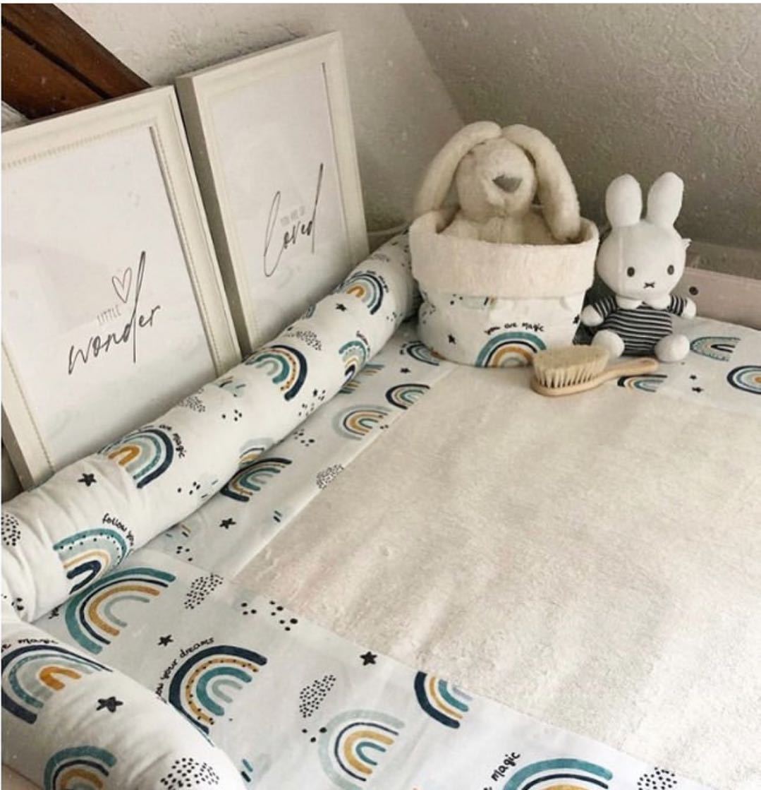 Colorful Comfort: Cotton Rainbow Printing Bumper Bed Long Pillow