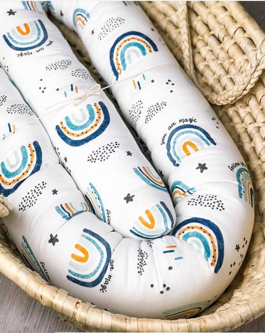 Colorful Comfort: Cotton Rainbow Printing Bumper Bed Long Pillow
