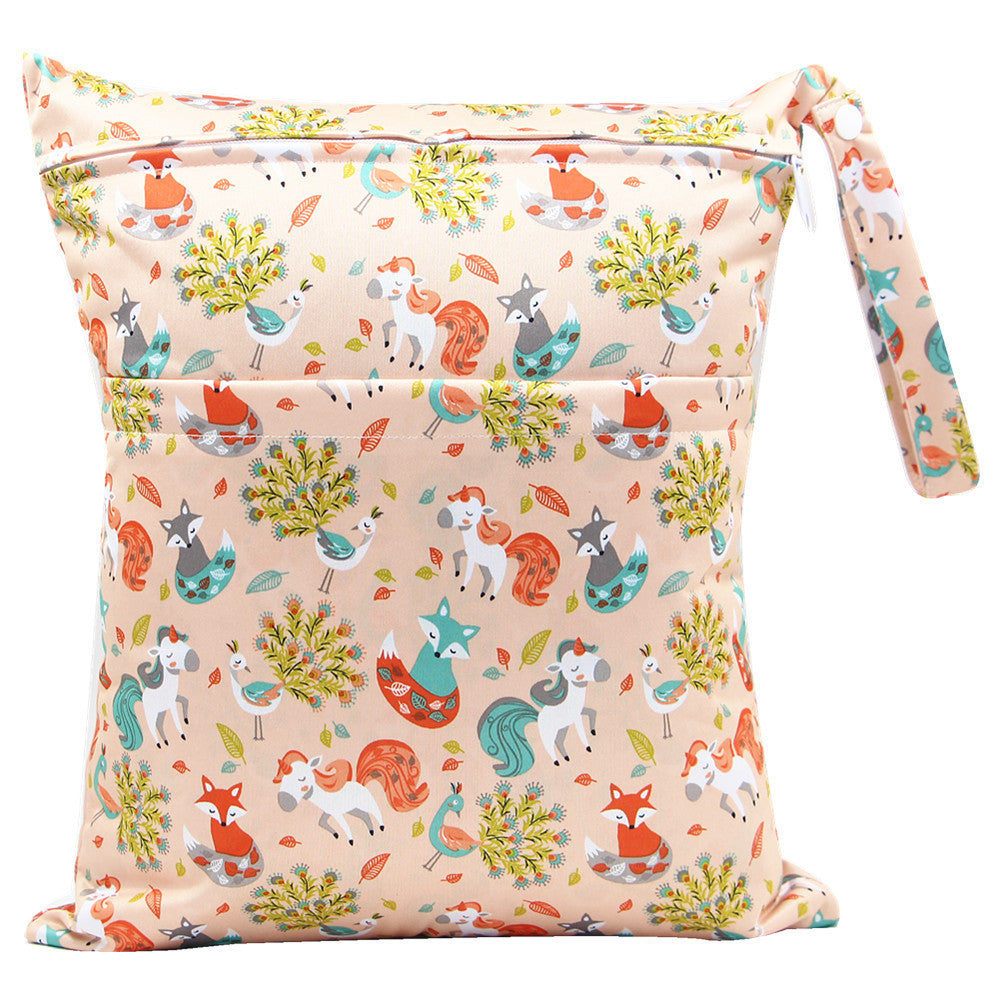 Printed Waterproof Diaper Bag with Double Zipper - Ideal for Busy Parents