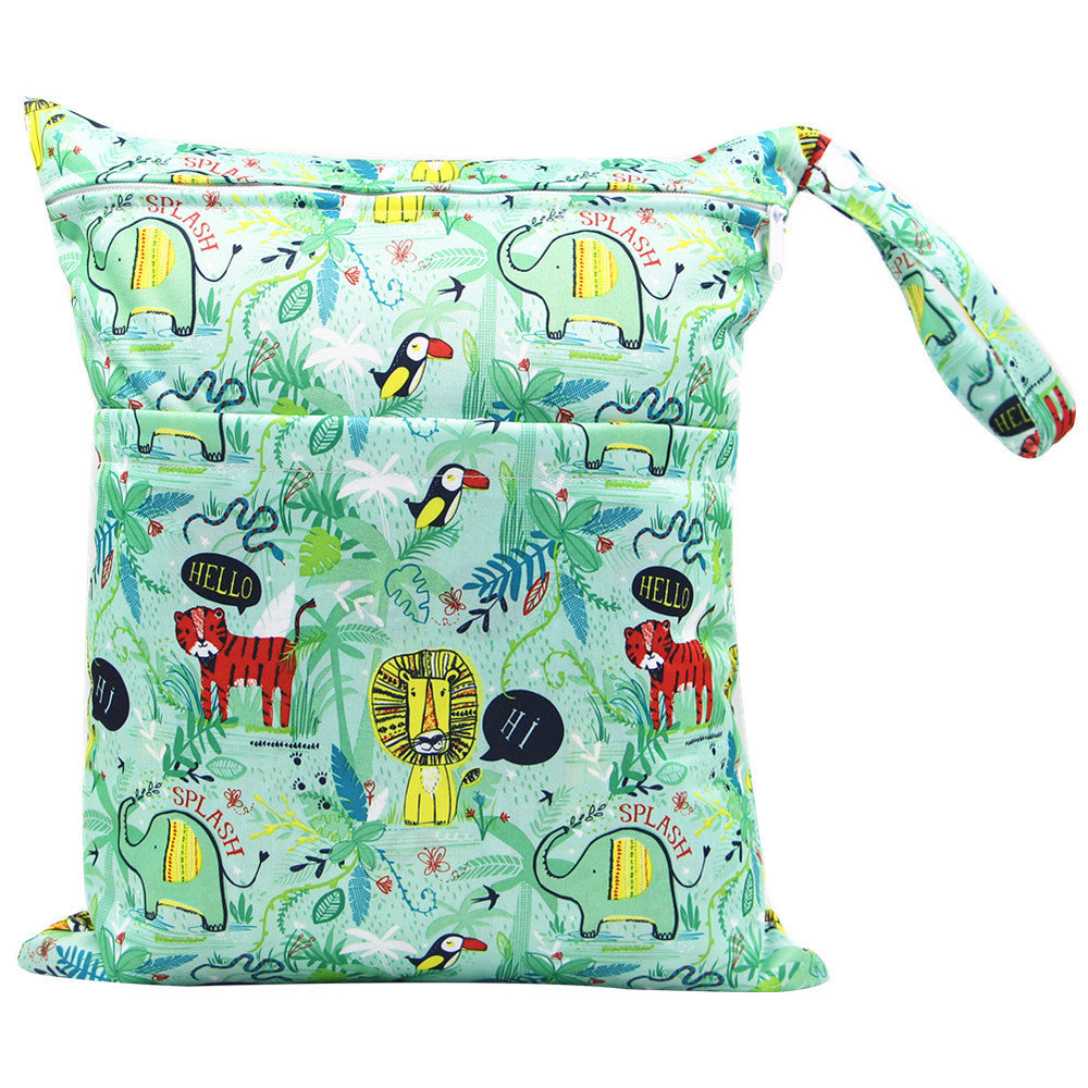 Printed Waterproof Diaper Bag with Double Zipper - Ideal for Busy Parents