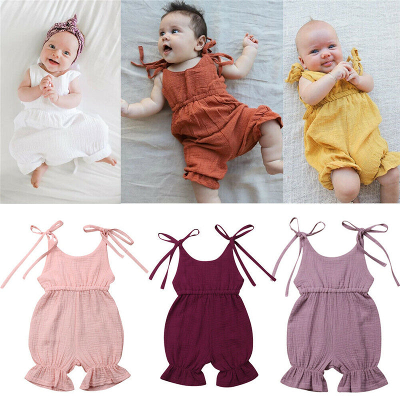 Stylish Newborn Toddler Baby Girls' Sleeveless Solid Romper Jumpsuit Outfit - Latest Arrivals