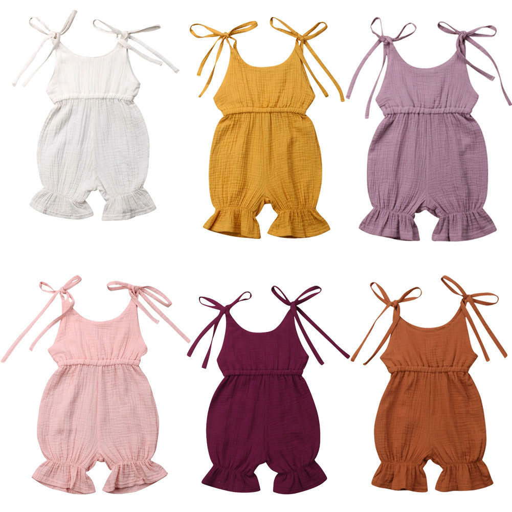 Stylish Newborn Toddler Baby Girls' Sleeveless Solid Romper Jumpsuit Outfit - Latest Arrivals