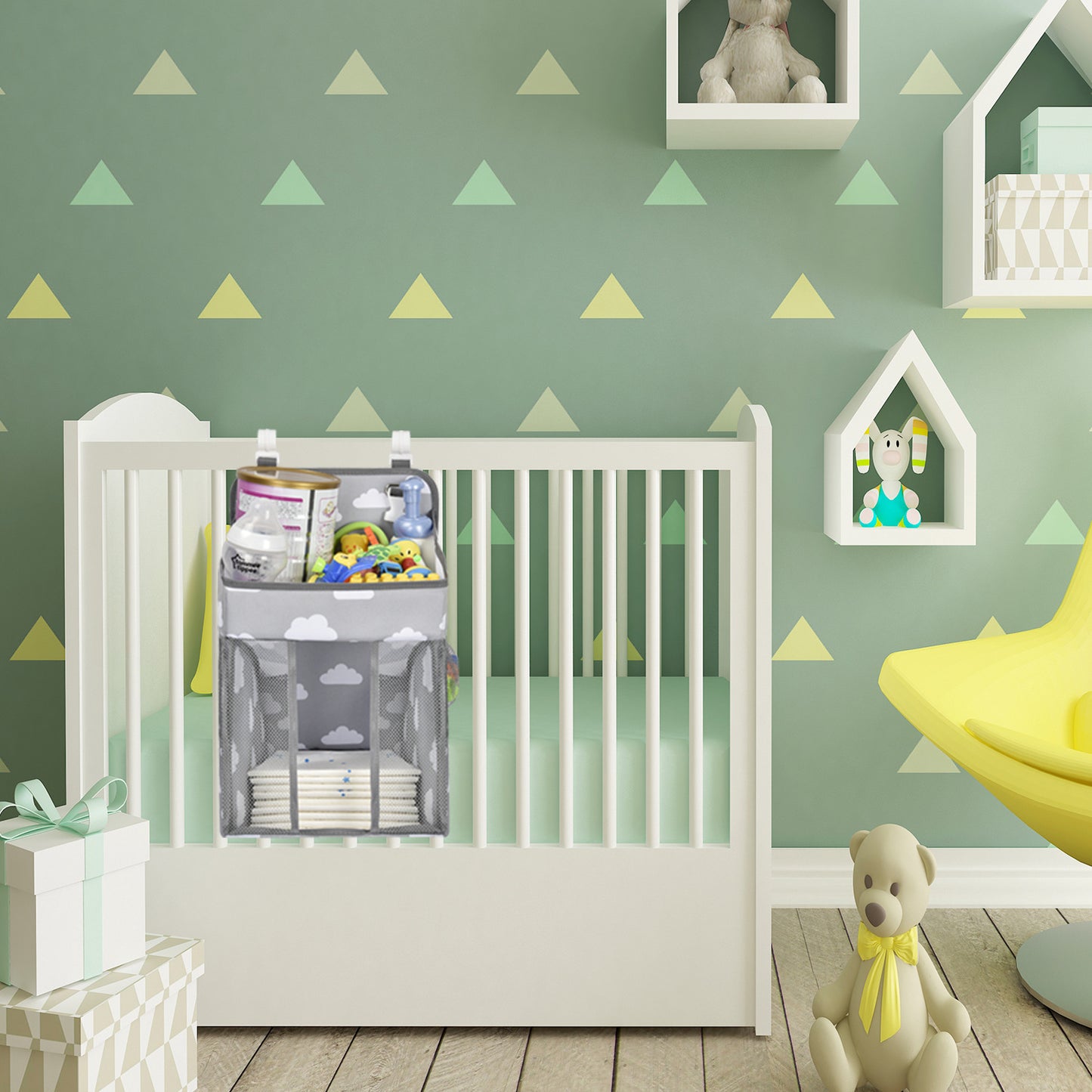 Premium Baby Hanging Diaper Bag: Oxford Cloth Bedside Storage for Clothes & Essentials
