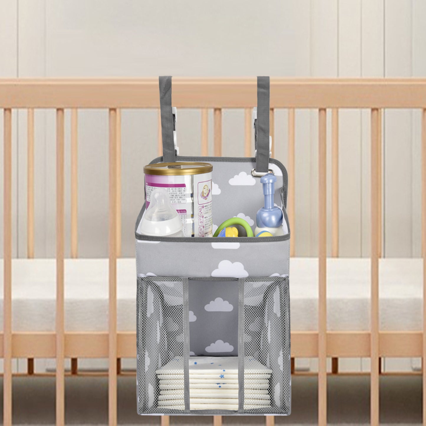 Premium Baby Hanging Diaper Bag: Oxford Cloth Bedside Storage for Clothes & Essentials
