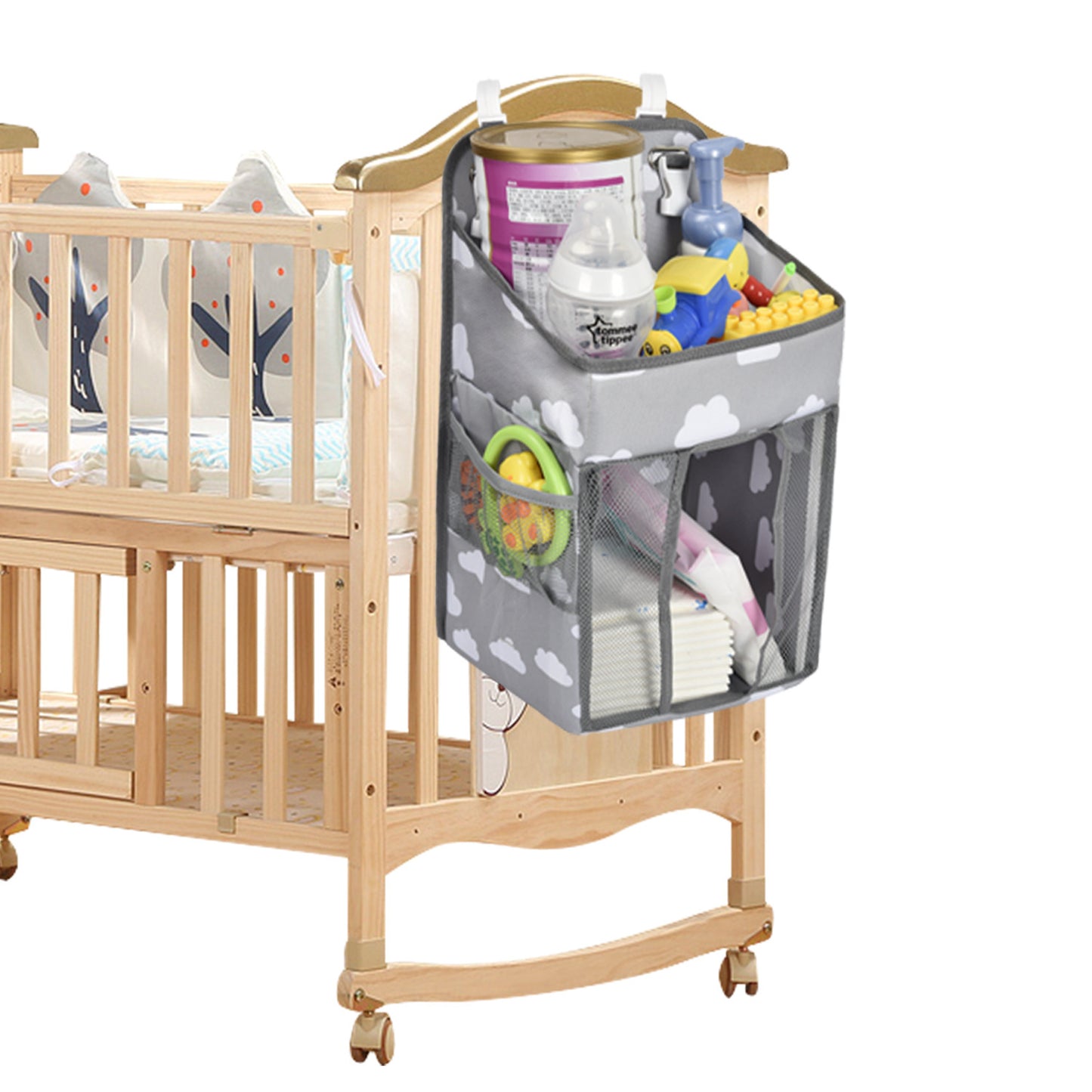 Premium Baby Hanging Diaper Bag: Oxford Cloth Bedside Storage for Clothes & Essentials
