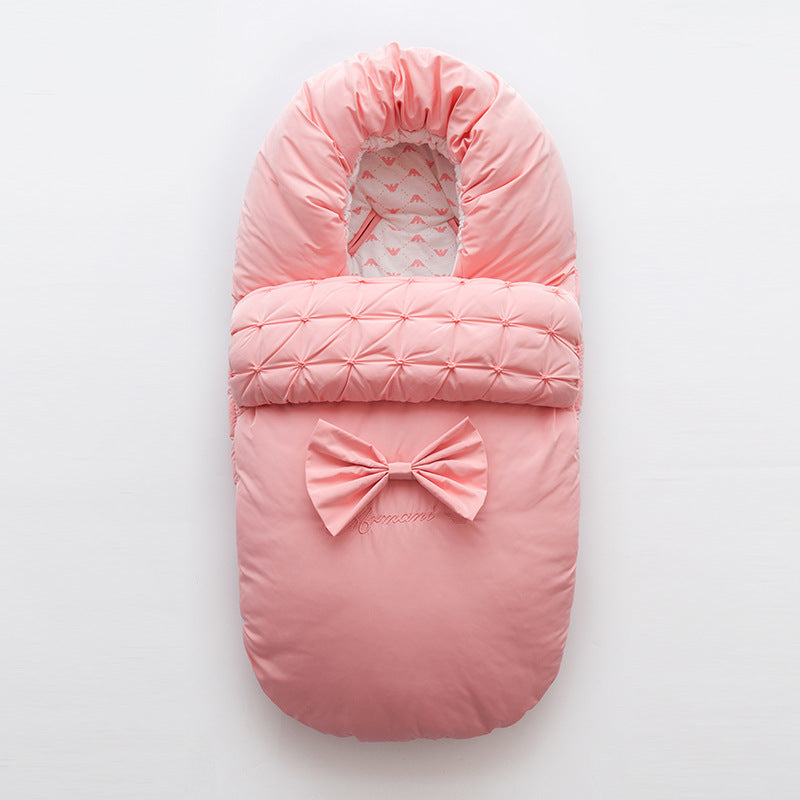 Premium Newborn Baby Sleeping Bag: Night Sacks, Blanket Wrap with Bow, Outdoor Infant Toddler Warm Winter Swaddling Stroller Wrap