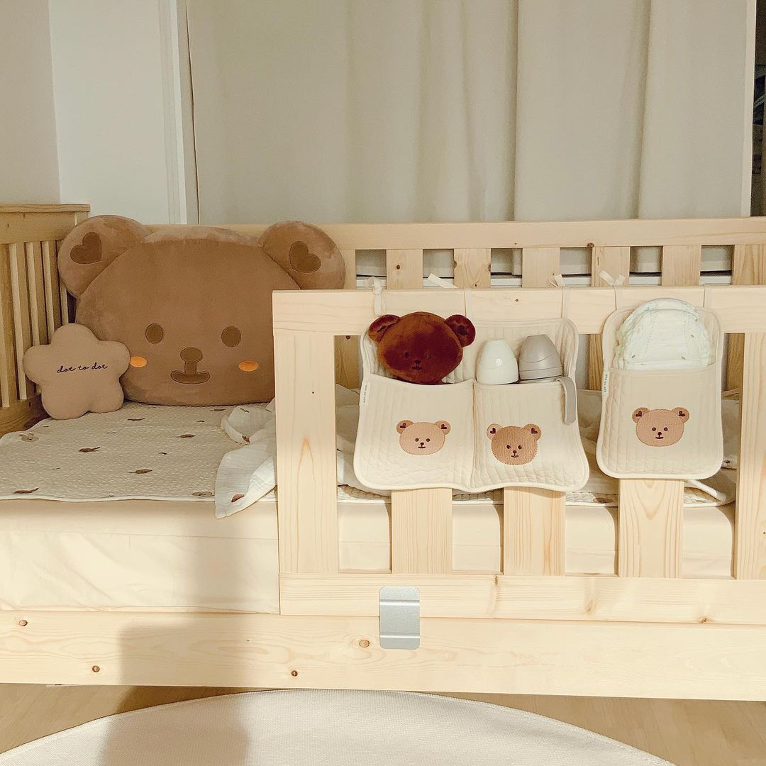 Organize with Ease: Ins Korea Crib Storage Hanging Bag - Perfect for Strollers, Diapers, Bottles, and Toys
