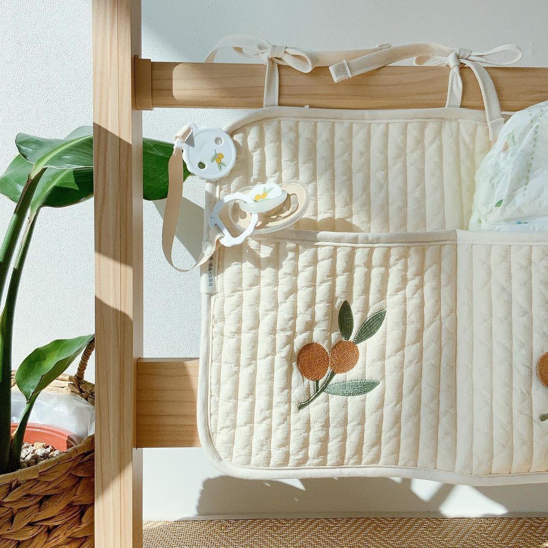 Organize with Ease: Ins Korea Crib Storage Hanging Bag - Perfect for Strollers, Diapers, Bottles, and Toys