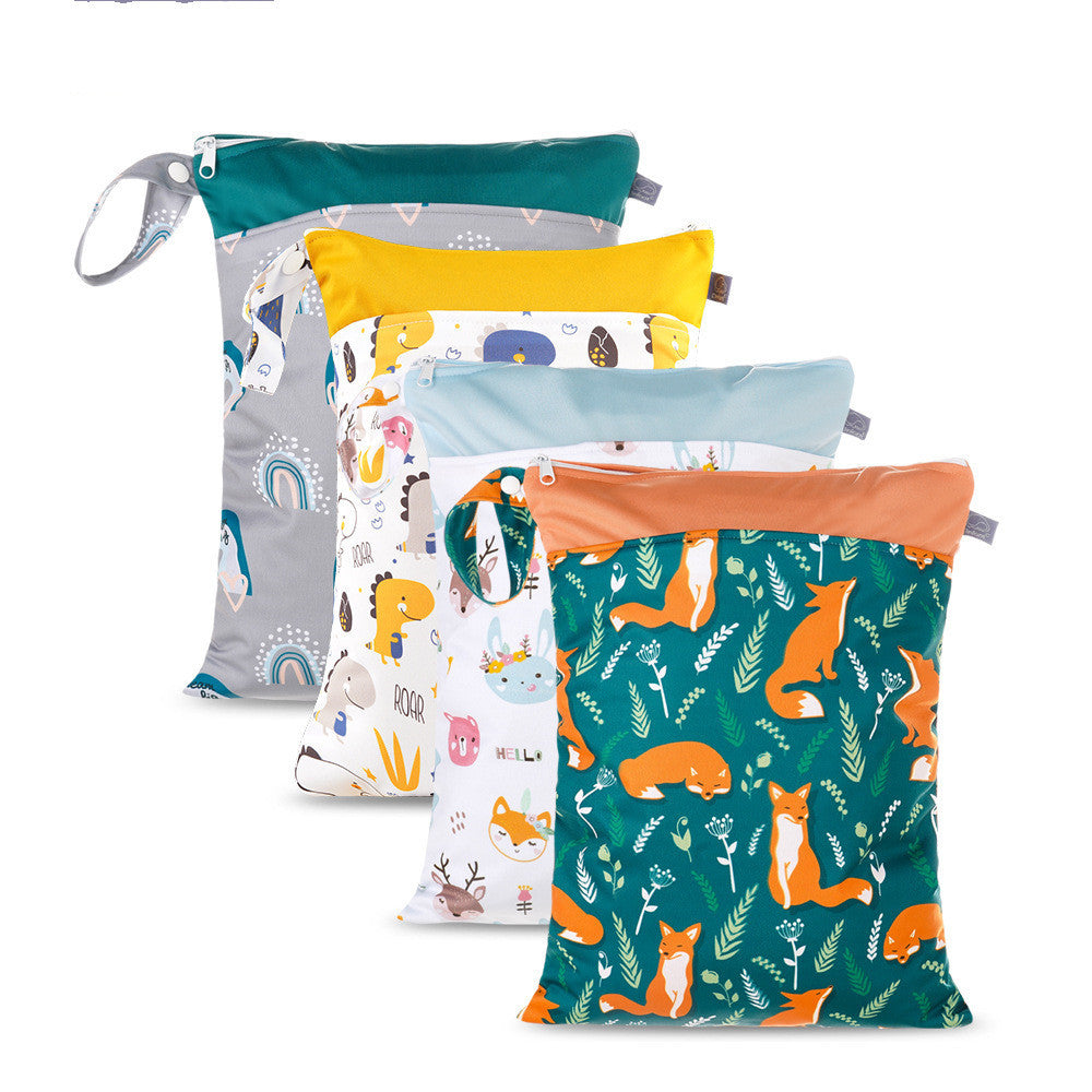 Stay Organized On-the-Go: Double Zipper Stitching Cloth Diaper Bag - Essential Baby Diaper Storage Solution