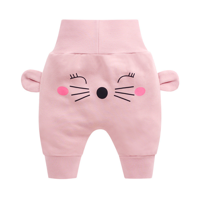 Cartoon Printed High Waist Big PP Pants for Baby - Casual Trousers