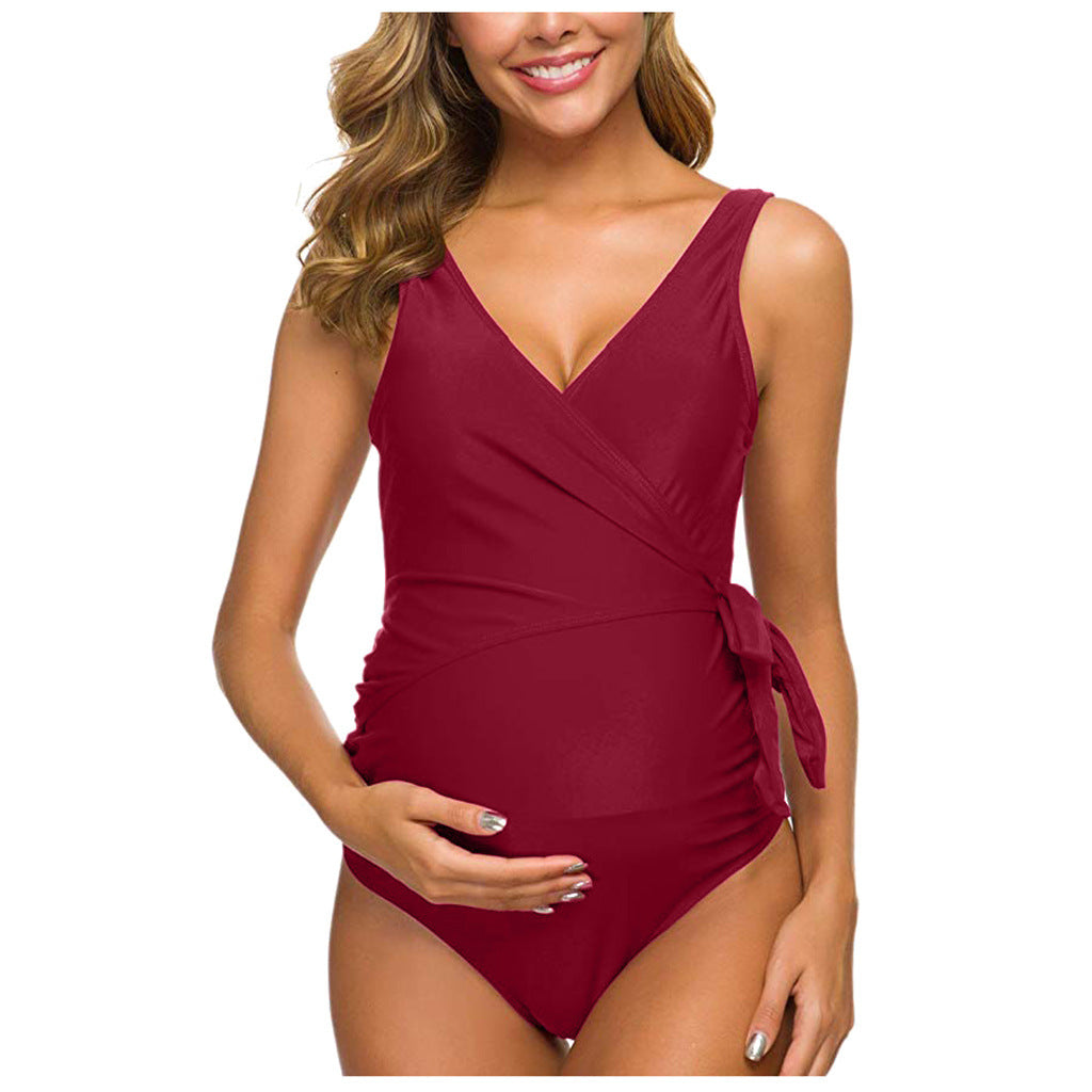 Stunning Maternity Style: New European and American One-Piece Sexy Swimwear for Pregnant Women