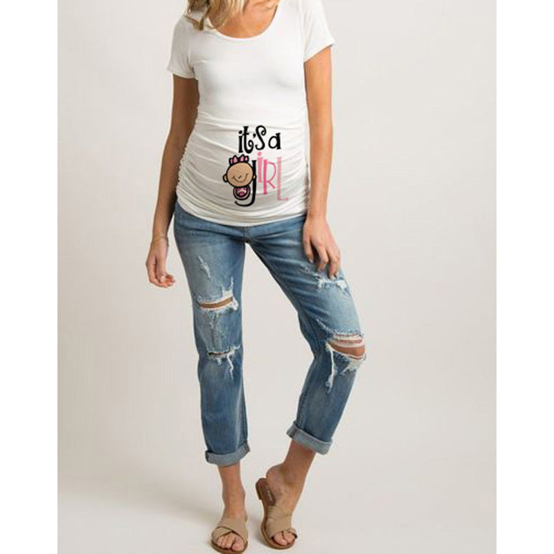 Printed Maternity Shirts - Slim Fit Pregnancy Tops for Women