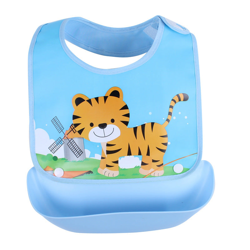 Cartoon Printed Waterproof Saliva Pocket Bib - Anti-Stain Solution for Babies