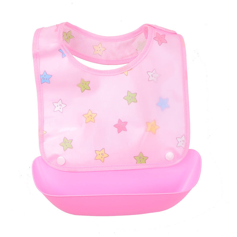 Cartoon Printed Waterproof Saliva Pocket Bib - Anti-Stain Solution for Babies