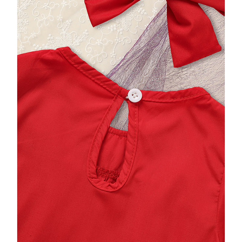 Baby & Toddler Girls Christmas Dress – Embroidered Christmas Wreath Party Dress with Matching Headband