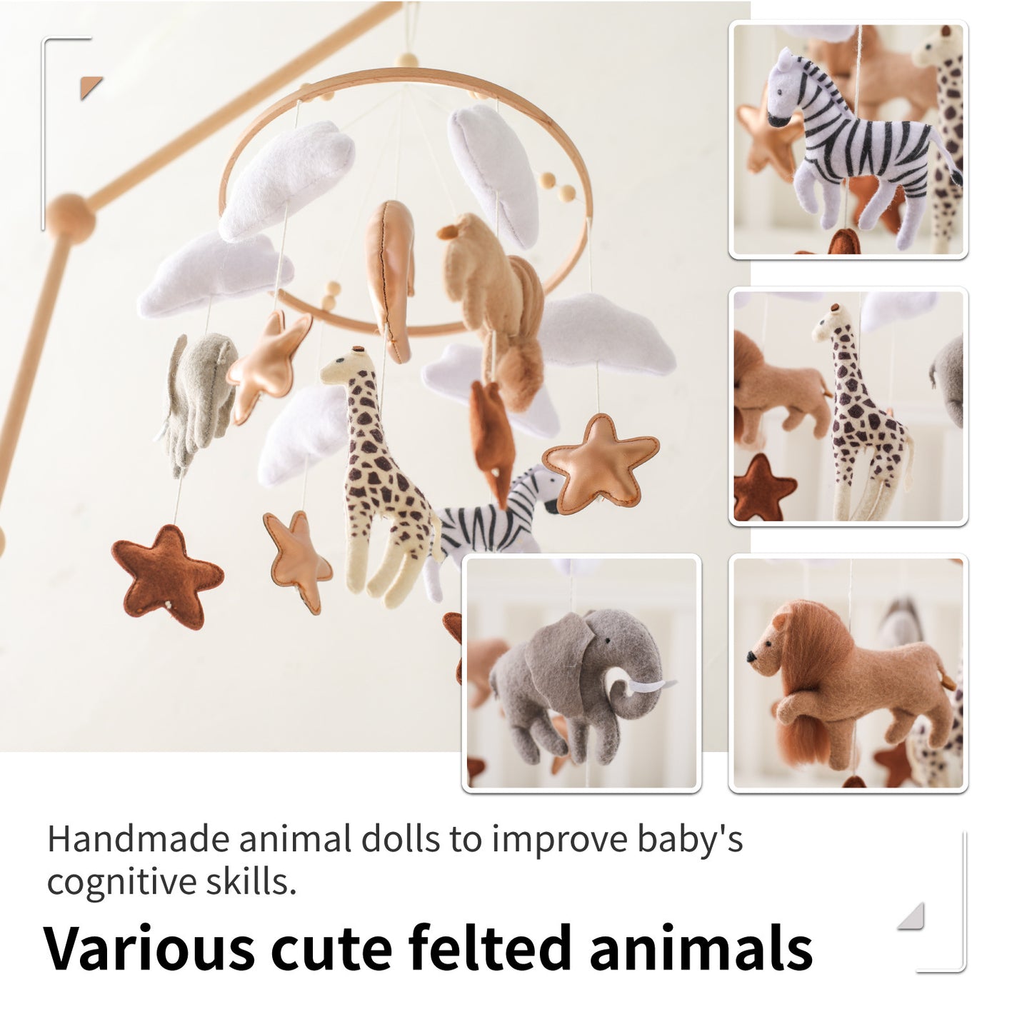 Forest Animal Themed Crib Wind Chimes: Hand-Eye Coordination Decor for Nursery