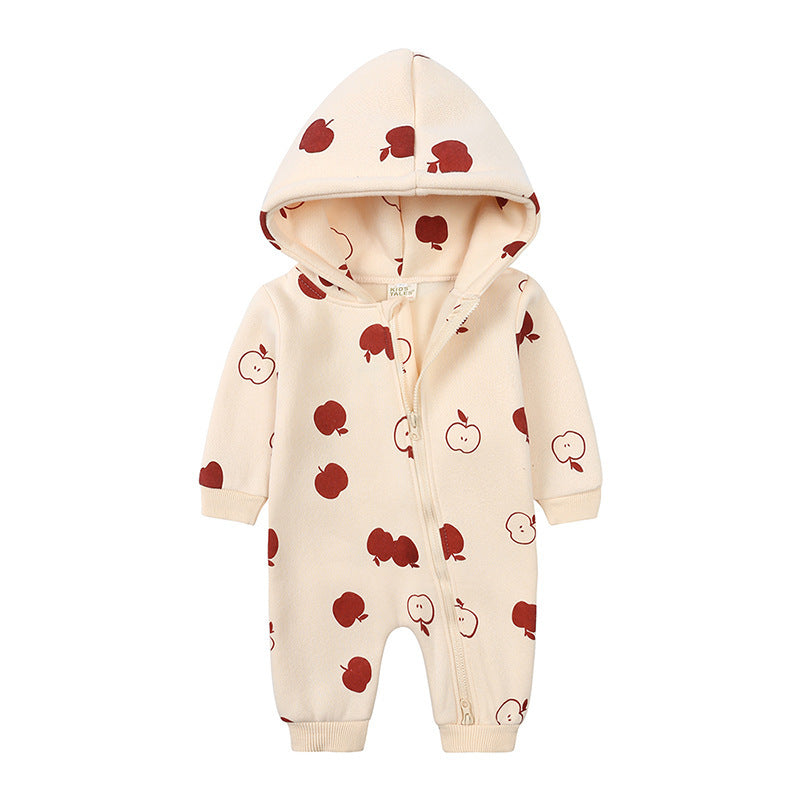 Fashion Hooded Baby Long Sleeve Fleece Jumpsuit | Cozy Infant Wear